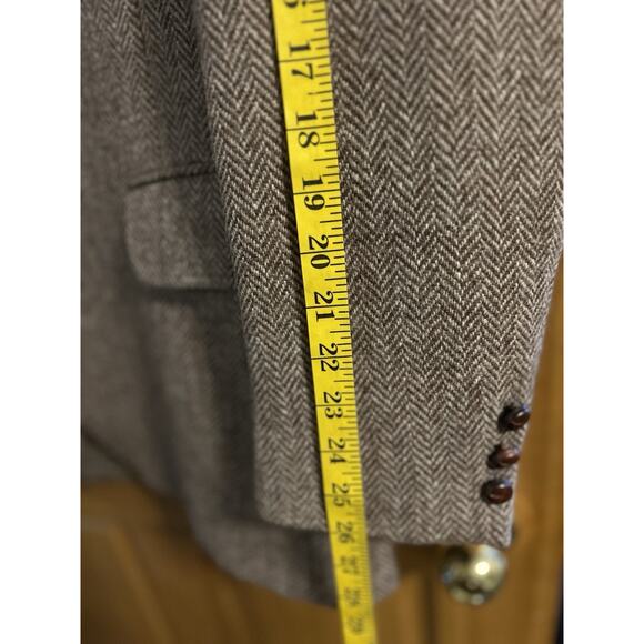 Harris Tweed Jacket Mens Brown Sport Coat Herringbone Wool Scottish Wood Hunt - Picture 15 of 16